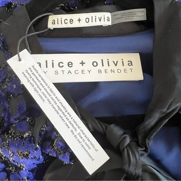 Alice + Olivia Moranne Ruffled Tiered Mini Dress in Midnight Blue NWT - Picture 8 of 10
